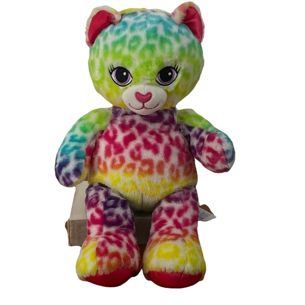 Build-A-Bear Lisa Frank Inspired Rainbow Color Leopard Print Plush Animal